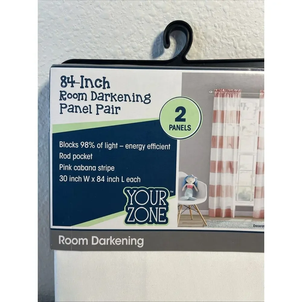 Your Zone Darkening Panel Pair Stripe Your Zone 2-Pack Energy Efficient Pink
